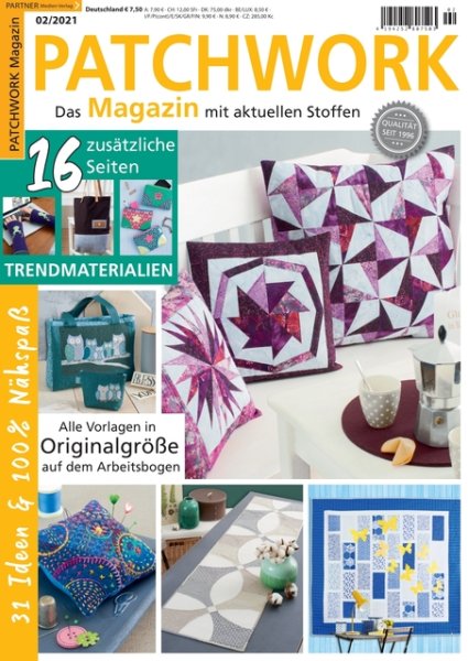 Patchwork Magazin 2/2021 - 16 Seiten Trendmaterialien Printausgabe oder E-Paper
